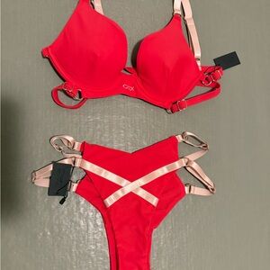 CXIX Lovers Red Strappy Bikini Set